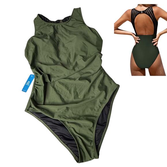 NEW Cupshe SWIMSUIT Women's LG Tummy Control High Neck Hook Mesh Back One Piece - Picture 10 of 10
